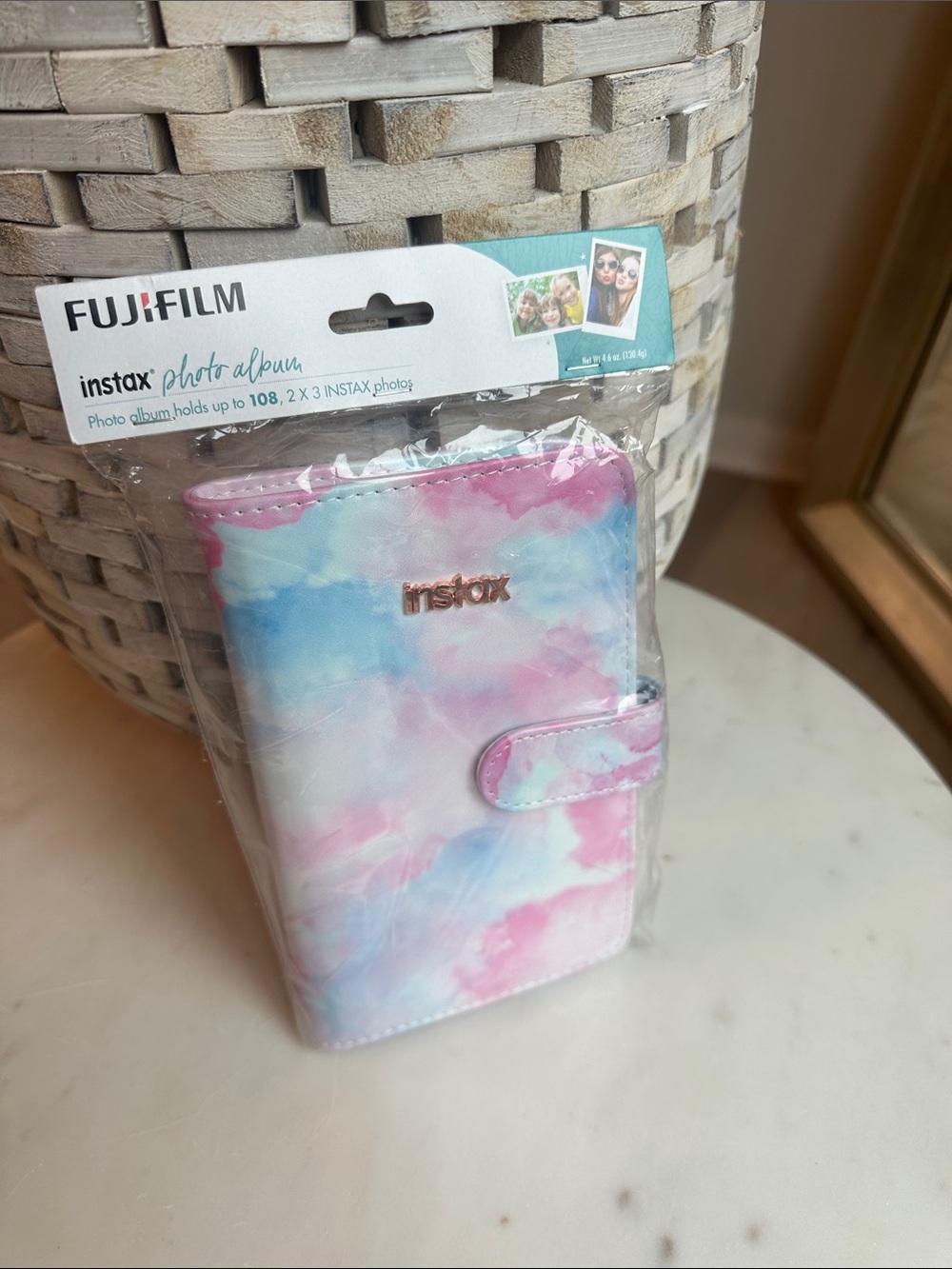 Fujifilm Instax Tie-Dye Photo Album - Pastel Pink, Blue & White